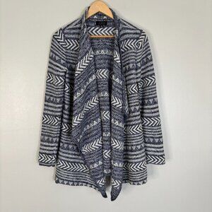 Lucky Brand Cardigan Small Blue White Open-Front Sweater
